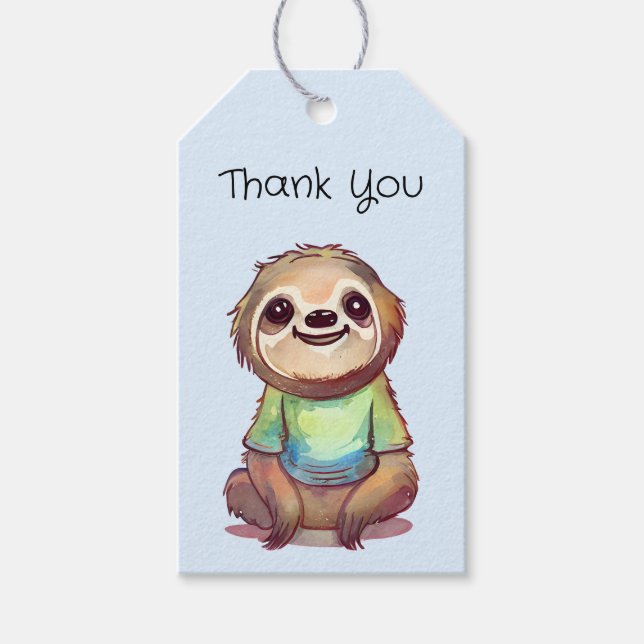 Étiquettes-cadeau Jolie chemise souriante portant un Merci de chemis (Devant)