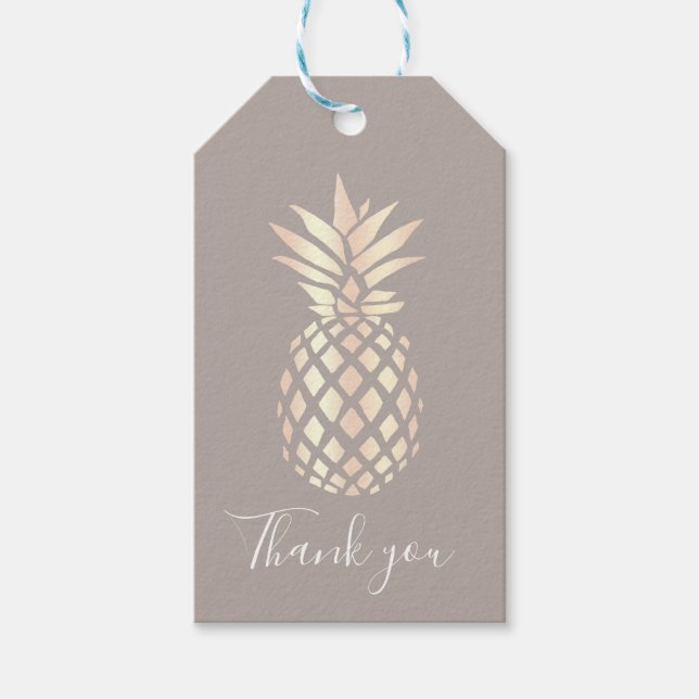 Étiquettes-cadeau Jolie élégante cuivre rose or ananas & gris (Devant)