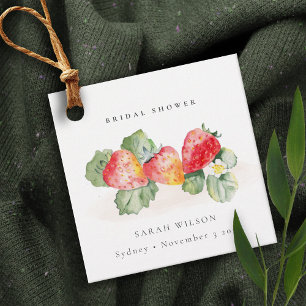 Étiquettes Cadeau Jolie feuille de fraise rouge pour Baby Shower