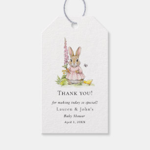 Étiquettes-cadeau Jolie fille lapin rose Baby Shower merci