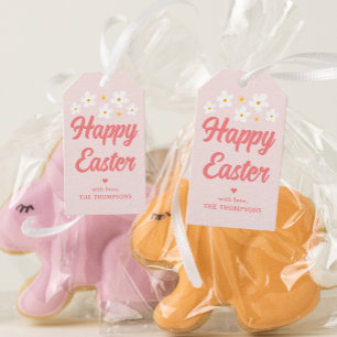 Étiquettes-cadeau Jolie Fleur Rose Pâques joyeux