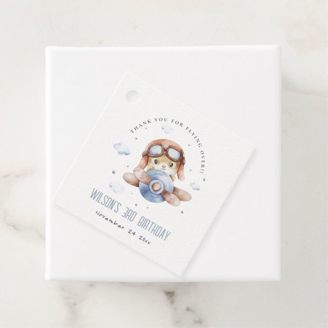 Étiquettes Cadeau Jolie Marine Rust Kids Plane Stars Sky Teddy Anniv (En situation)