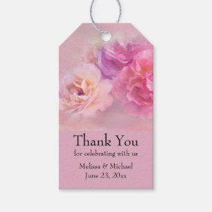 Étiquettes-cadeau Jolie oeillets rose Mariage de photographie élégan