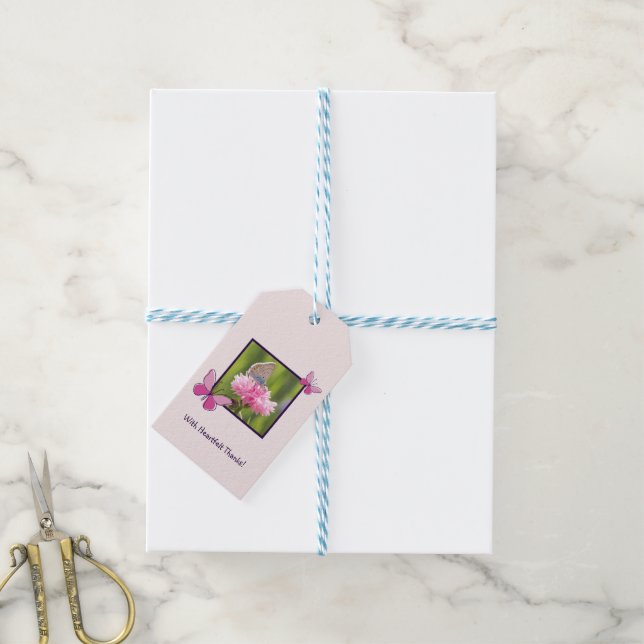 Étiquettes-cadeau Jolie Photo Avec Un Grand Merci ! Merci (Avec de laficelle)