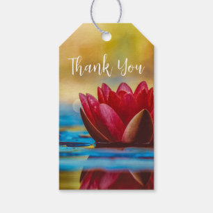 Étiquettes-cadeau Jolie photo d'une fleur de Lotus dans un Merci d'é