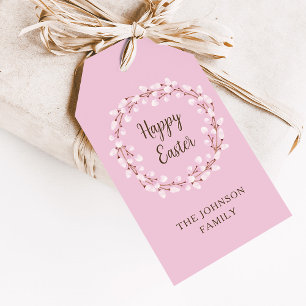 Étiquettes-cadeau Jolie saule rose de Pâques