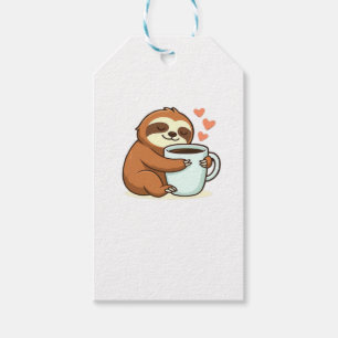 Étiquettes-cadeau Jolie Sloth Accrocher Big Coffee Cup Premium T-Shi