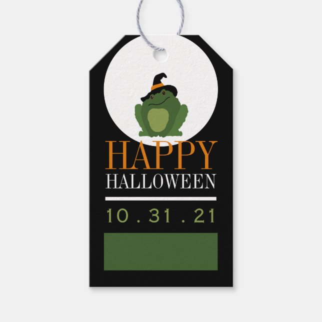 Étiquettes-cadeau Jolie sorcière Toad, Halloween (Devant)