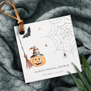 Étiquettes Cadeau Jolie Toile d'Araignée de Citrouille de Halloween 