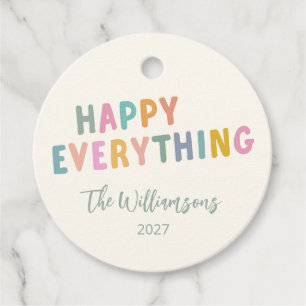 Étiquettes Cadeau Jolie Typographie colorée Happy Tout Personnalisé