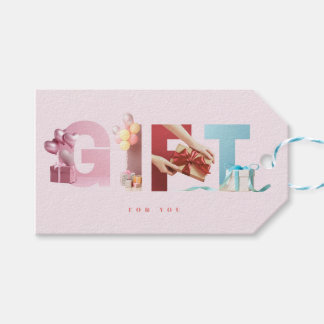Étiquettes-cadeau Jolie typographie de masquage de texte Cadeau Rose
