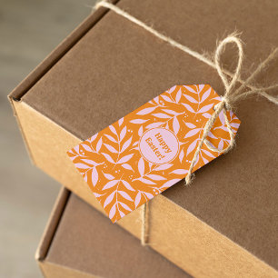 Étiquettes-cadeau Jolies branches pastel - orange et rose Pâques