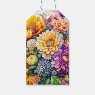 Étiquettes-cadeau Jolies fleurs d'art aquarelle en couleurs Ai 
