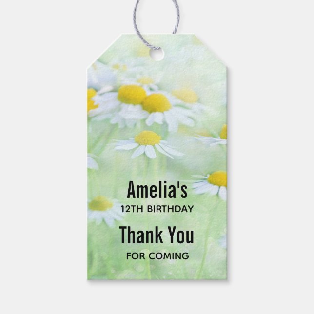 Étiquettes-cadeau Jolies marguerites dans un champ Merci d'anniversa (Devant)