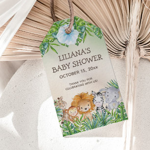 Étiquettes-cadeau Jolis Animaux de la Jungle Safari Garçon Baby Show