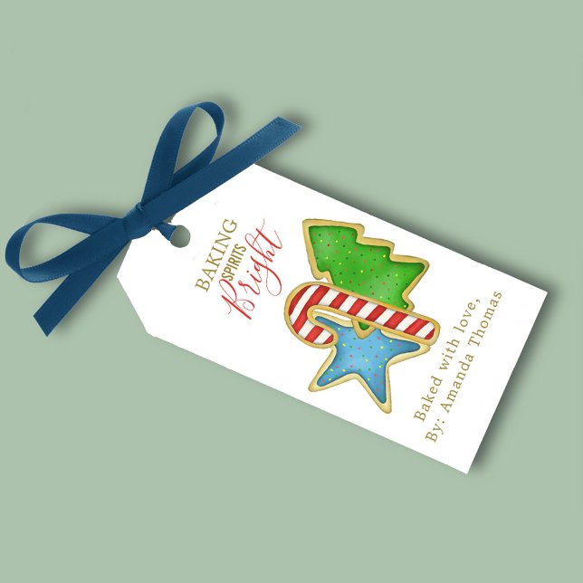 Étiquettes-cadeau Jolis Esprits de Pâtisserie de Noël Mignons Cookie (Christmas cute whimsical cookies colorful holiday gift tag. )
