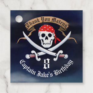 Étiquettes Cadeau Jolly roger Pirate fête d'anniversaire