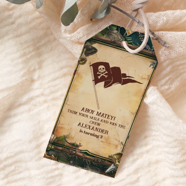 Étiquettes-cadeau Jolly roger Pirate fête d'anniversaire (Créateur téléchargé)