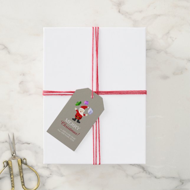 Étiquettes-cadeau Jongler avec le Père Noël (Avec de la ficelle)
