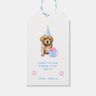 Étiquettes-cadeau Jote Chien Chien Chien Pawty Bleu Anniversaire
