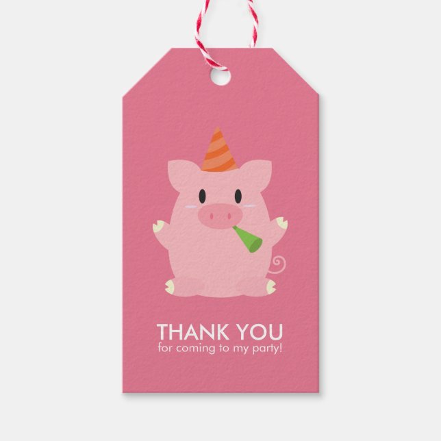 Étiquettes-cadeau Jote Little Pig Anniversaire de enfant Party (Devant)