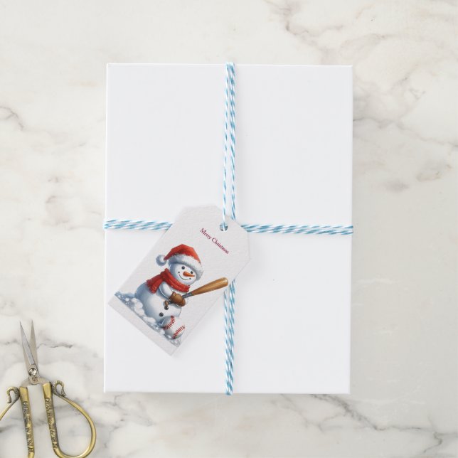 Étiquettes-cadeau Jouer Sporty Snowman (Avec de laficelle)