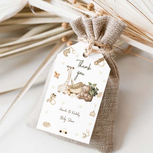 Étiquettes-cadeau Jouets Ourson Girafe Mignon Cadeau Baby Shower (Créateur téléchargé)