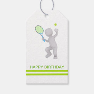 Étiquettes-cadeau Joueur de tennis 3D balle de raquette de tennis pe