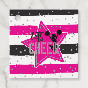 Étiquettes Cadeau Jour d'anniversaire de la Cheerleader rose argent 