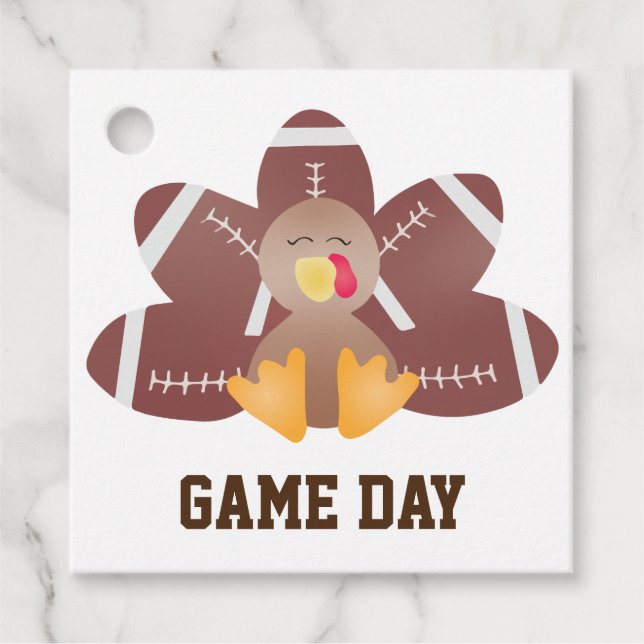 Étiquettes Cadeau Jour de jeu Football Turquie Plumes Brown (Devant)