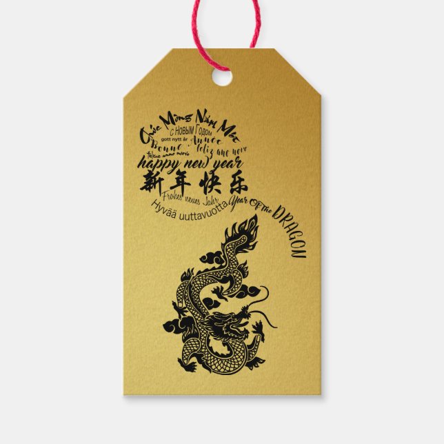Étiquettes-cadeau Jour de l'année internationale chinoise Dragon 202 (Devant)