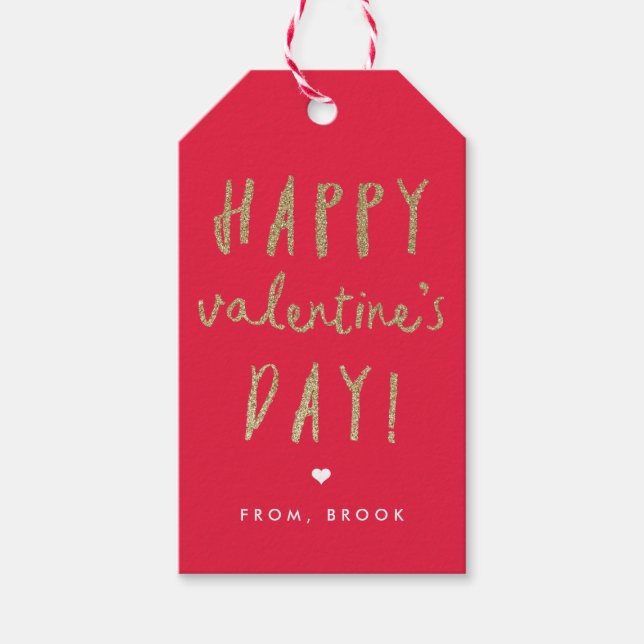 Étiquettes-cadeau Jour de l'Or Glitter (Devant)