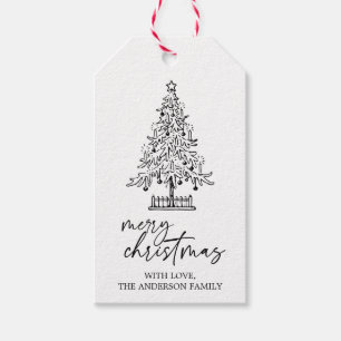 Étiquettes-cadeau Jour de Noël Vintage Elégant Noël Moderne