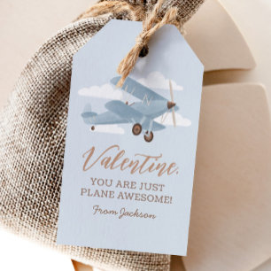 Étiquettes-cadeau Jour de Valentines pour les enfants d'avion de l'a