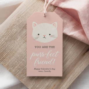 Étiquettes-cadeau Jour des Valentines pour enfants de Kitten rose