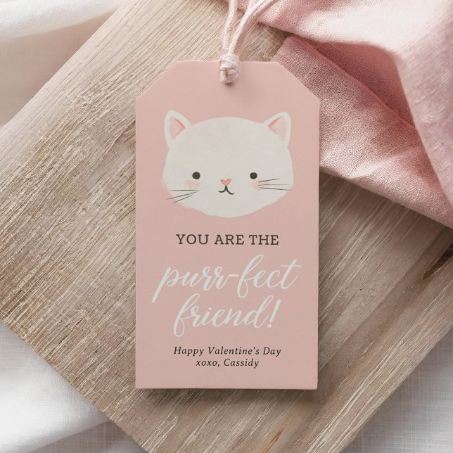 Étiquettes-cadeau Jour des Valentines pour enfants de Kitten rose (Créateur téléchargé)