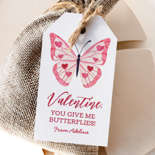 Étiquettes-cadeau Jour des Valentines pour les enfants papillons