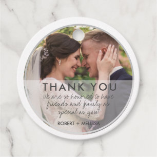 Étiquettes Cadeau Jour du mariage Photo Merci Favoriser
