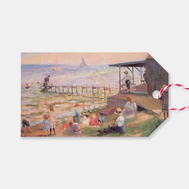 Étiquettes-cadeau Jour ensoleillé à la plage (Devant (Horizontal))