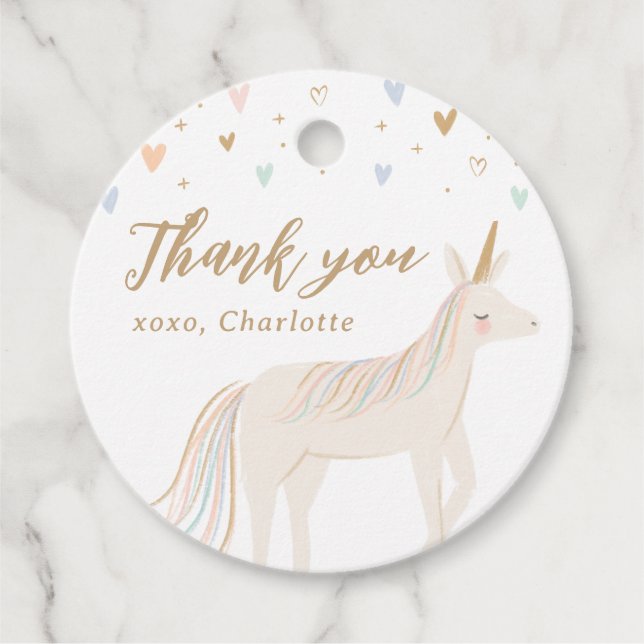 Étiquettes Cadeau Jour magique Pastel Unicorn Anniversaire (Devant)