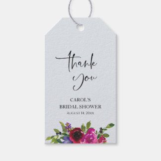 Étiquettes-cadeau Journée de mariage fleurie aquarelle bleu poudré