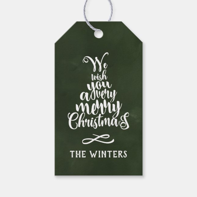 Étiquettes-cadeau Jours fériés de Noël vert et blanc (Devant)