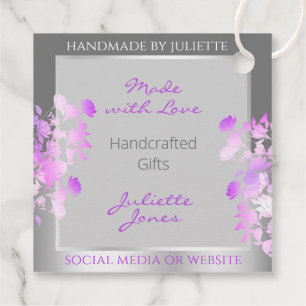Étiquettes Cadeau Jovely Purple Floral Fournitures de produits Silve