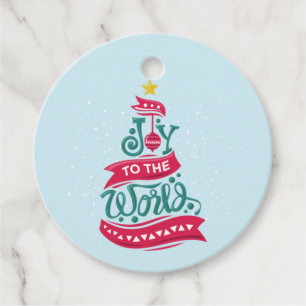 Étiquettes Cadeau Joy to the World Christmas Citation Typographie