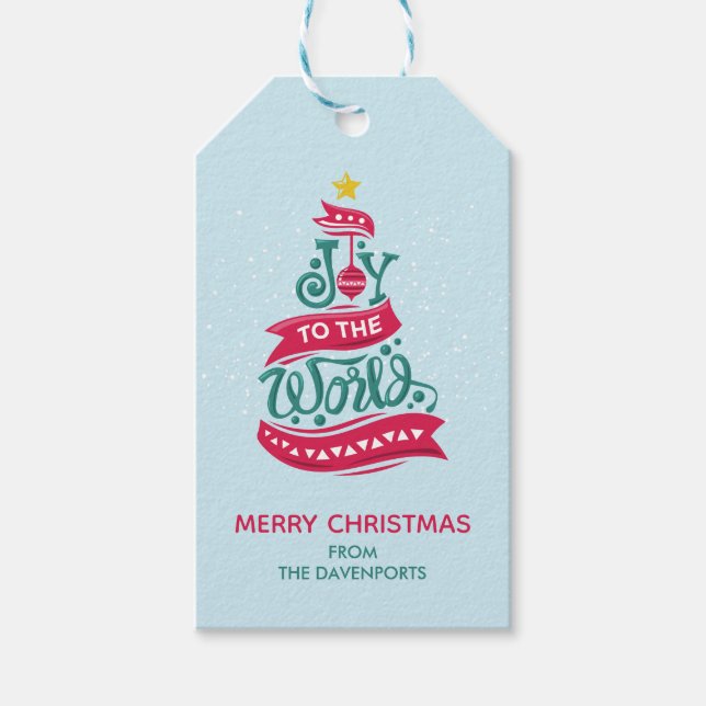Étiquettes-cadeau Joy to the World Christmas Citation Typographie (Devant)
