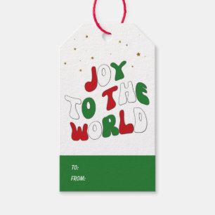 Étiquettes-cadeau Joy To the World Holiday Noël rouge et vert