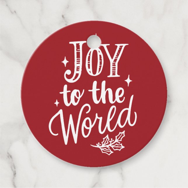 Étiquettes Cadeau Joy to the World Rustic Red Christmas (Devant)