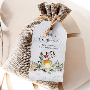 Étiquettes-cadeau Joyeuse aquarelle de Noël personnalisée