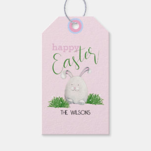 Étiquettes-cadeau Joyeuse Easter Pet Bunny Aquarelle Illustration