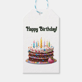Étiquettes-cadeau Joyeuse fête cadeau de gâteau d'anniversaire